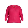 thumbnail image 3 of What's Next Women's Plus Waffle Knit V Neck Sweater, Lightweight, Sizes 1X-4X, 3 of 4