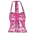 thumbnail image 4 of Top transparente con encaje para mujer, blusa sexy y casual de manga corta., 4 of 8