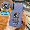 thumbnail image 2 of Funda de teléfono chapada con soporte de oso espacial de arena movediza para Samsung Galaxy S21 S20 FE Note 20 10 Pro S23 S22 Ultra S10 Plus Lite Fivean unisex, 2 of 2