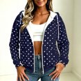 thumbnail image 2 of Women's Polka Dot Zip Up Hoodie with Drawstring Hood and Pockets, Travel Casual Long Sleeve Fleece Sweatshirt Jacket, XL, 2 of 9