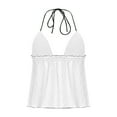 thumbnail image 4 of Ovbmpzd Women's Tank Tops Babydoll Tie Front Halter Spaghetti Straps White Camisole Summer Sleeveless Spring Shirt Going Out Tops for Women S, 4 of 6