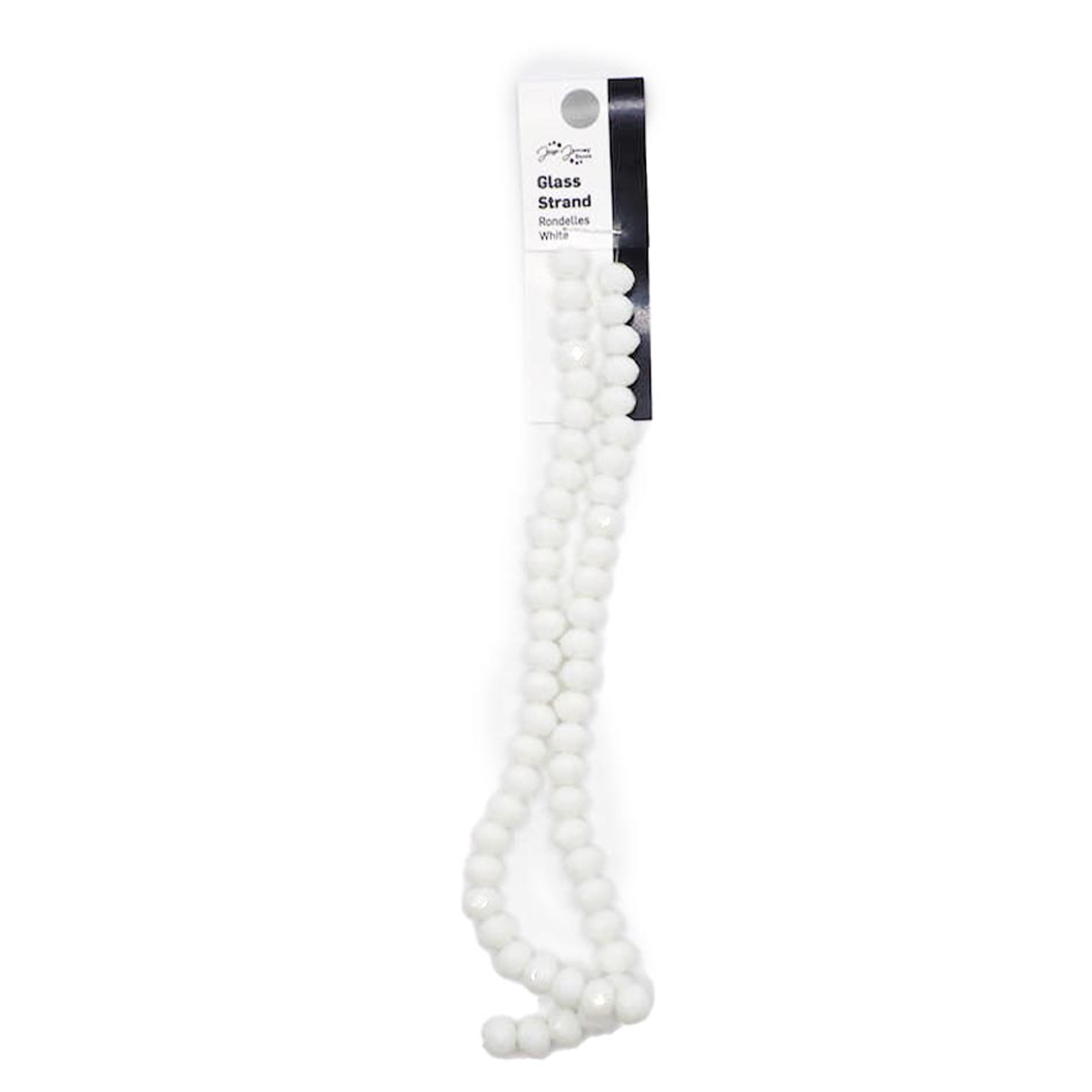 Jesse James Glass Strand Rondelle Beads – White, 1 Piece, Multi-Purpose for Teens and Adults