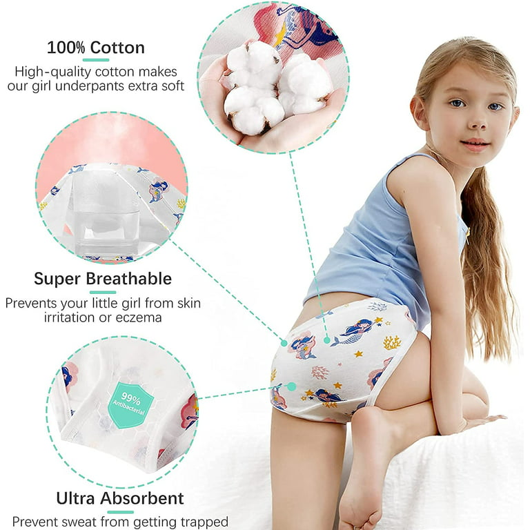 SYNPOS Girls Underwear 100% Cotton Underwear for Girls Breathable Toddler Girl  Underpants Comfort Baby Girls Panties 6 Packs 