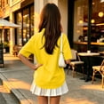 thumbnail image 4 of Girl's Short Sleeve Polo Shirt Button Soild Color School Uniform Shirt Yellow 100, 4 of 6