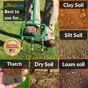 Landzie Hollow Tine Fork Lawn Aerator - 42 Inch Manual Stainless Steel Gardening Hand Tool - Grass Dethatcher Aerator Lawn Tool with Coring Tines for Compacted Soil - Lawn Plugger Aerator