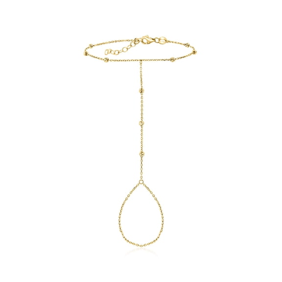 Pure Collection by Ross-Simons 14kt Yellow Gold Beaded Hand Chain Bracelet, Women's, Adult