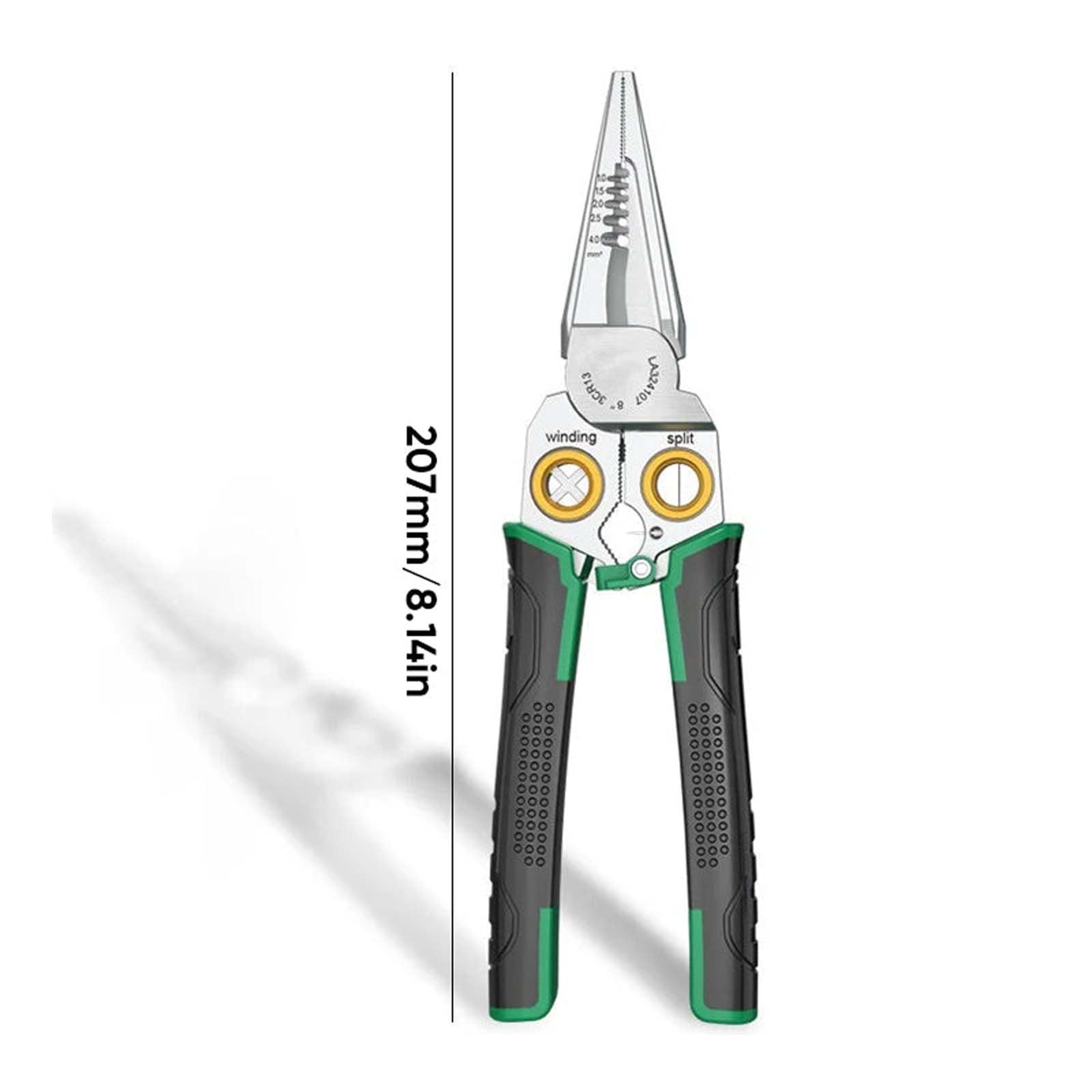 Wire Strippers with Electricity Measurement Function, 8 in1 Wire Stripping Pliers for Cutting and Pulling Wires, Cable Scissors for Scraping and Pressing Wires with Voltage Test