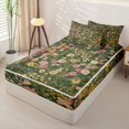 thumbnail image 2 of jejeloiu Ancient Floral Zipper Twin Comforter Sets with Fitted Sheet and 2 Pillowcases For Girls,Garden Print Zipper Bedding Set,Green Multicolor,Polkadot Reversible,4 Pieces, 2 of 7