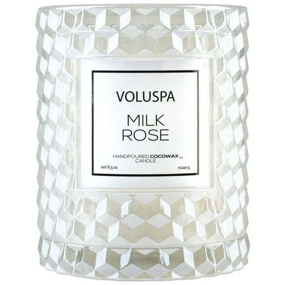 VOLUSPA MILK ROSE CLOCHE CANDLE 8.5 OZ