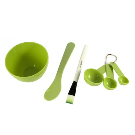 Unique Bargains Women Facial Skin Care Cosmetic Mask Mixing Bowl Stick Brush 6 in 1 Set Green