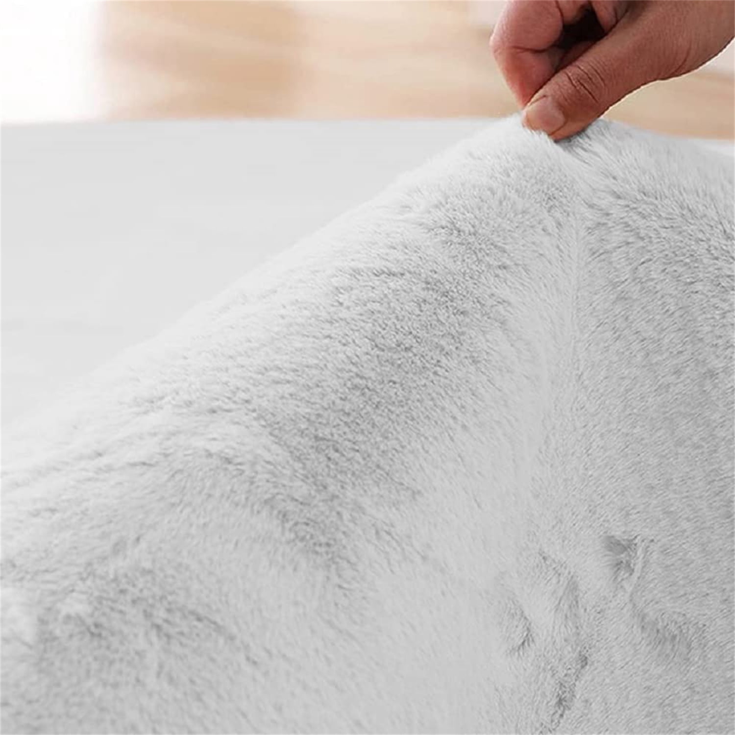 Latepis Grey Round Rug 3ft Machine Washable Shaggy Area Rugs for Living Room Faux Rabbit Fluffy Fur Rug for Bedroom Small Circle Nursery Rug