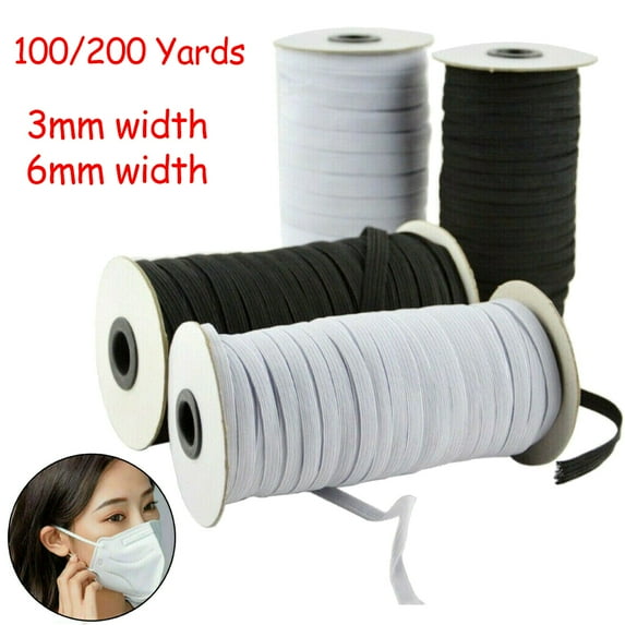 CNKOO 100 Yards Length DIY Braided Elastic Band Cord Knit Band Sewing (6mm Width) for Sewing DIY Craft White