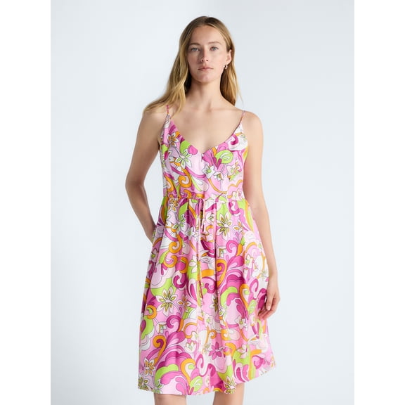 Free Assembly Women's and Women's Plus Sleeveless Printed Silk Dress, Sizes XS-4X