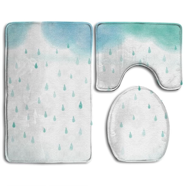 ABPHQTO H Dibujado Chica Sosteniendo Paraguas Colorido Día Lluvioso Idea Concepto Esperanza Juego de alfombras de baño de 3 piezas Alfombra de baño Alfombra de contorno y tapa de inodoro ABPHQTO Cont-CHAPPLE-14015