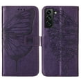 thumbnail image 2 of SaniMore Case for Samsung Galaxy S23 Plus (6.6" 2023), PU Leather Skin with Luxury Embossed Butterfly [Wrist Strap & Card Slots & Flip Kickstand] ull-body Shockproof Business Wallet Cover, Purple, 2 of 10