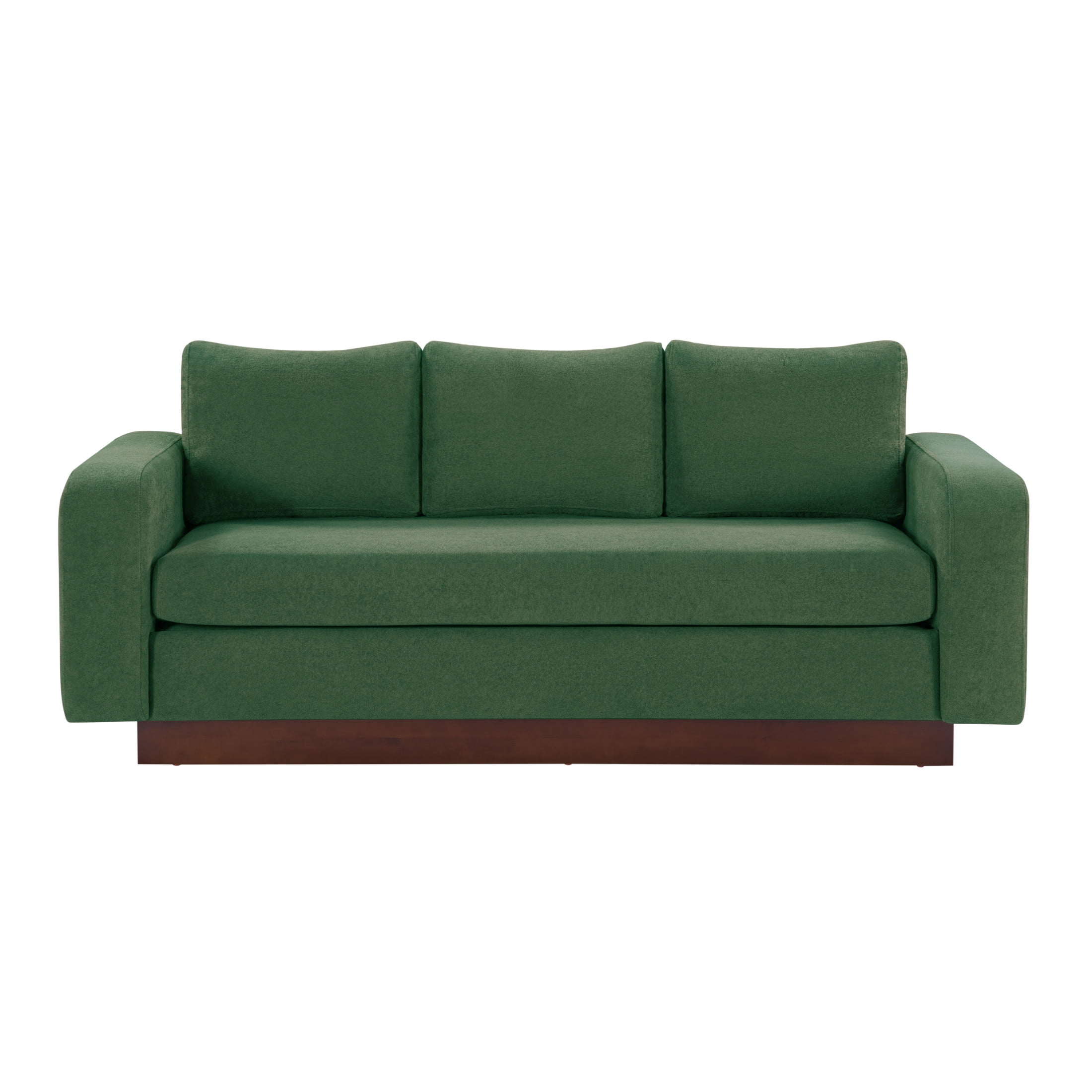 Christopher Knight Home 80.7" Modern 3-seater Chenille Upholstered Sofa Couch with Wide Arms, Green