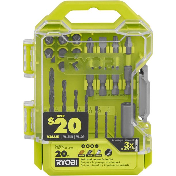 Set de taladrado e impulsor de impacto RYOBI, 20 unidades Óxido negro