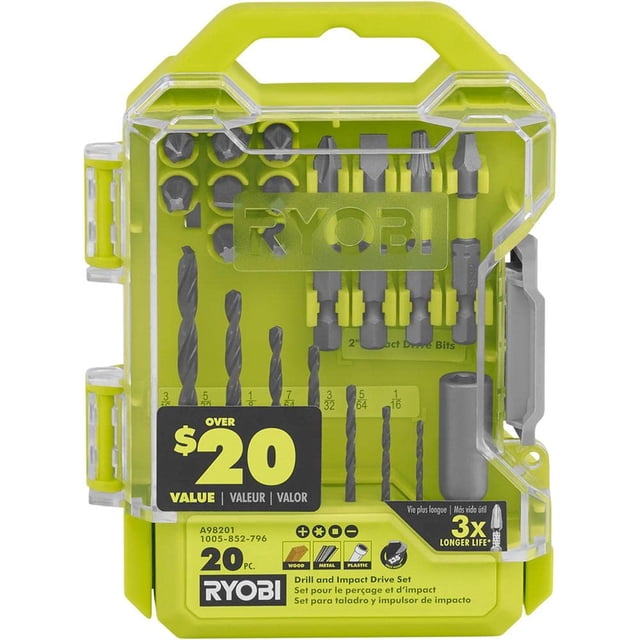 Set de taladrado e impulsor de impacto RYOBI, 20 unidades Óxido negro