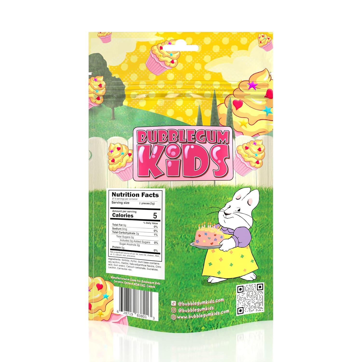 Bubblegum Kids Max’s Worm Cake Sugar Free Gum with Xylitol, Low Calorie Chewing Gum, Chocolate Flavor, 10-Pack (55 Count/Pack)