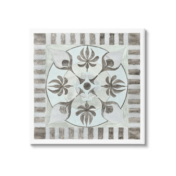 Stupell Industries Bohemian Floral Symmetry Pattern Abstract Painting Gallery Wrapped Canvas Print Wall Art