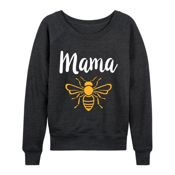 Instant Message - Mama Bee Lightweight French Terry Wide Neck Long Sleeve Graphic Shirt