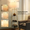 thumbnail image 4 of Modern Gold Tripod Floor Lamp - 60 Inches Tall, White Cylinder Shade, 3-Tier Faux Marble Shelves, 4 of 7