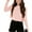 Pink, variant on Women Long Sleeve Crop Tops Loose Crew Neck Drop Shoulder Casual Basic Tees