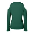 thumbnail image 5 of Arlun,Womens Half Zipper Cold Shoulder T Shirts 2025 Fall Fashion Plain Ribbed Stretchy Tight Sexy Tops Plus Size Women's Long Sleeve Soft Lightweight Tee Shirts Green XXL, 5 of 5