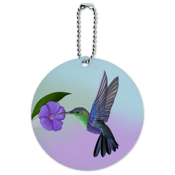 Hummingbird Crowned Woodnymph Purple Violet Round Luggage ID Tag Card Suitcase Carry-On