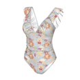 thumbnail image 4 of Yiaed Butterfly Flower Print Women's Ruffled One Piece Swimsuit V Neck Swimwear Slimming Monokini for Woman-Large, 4 of 8