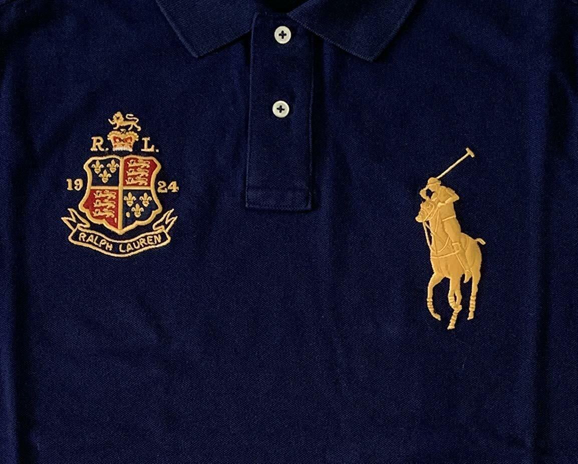 New Polo Ralph Lauren Mens Gold Big Pony Custom Slim Fit Polo Shirt Navy,  XXL 3451-8 - Walmart.com