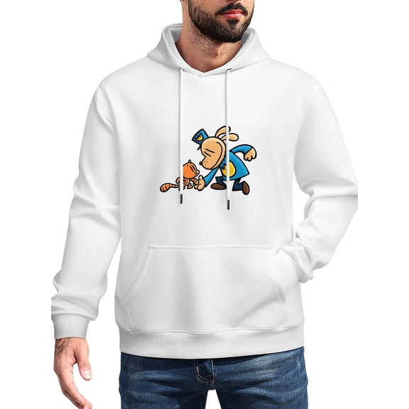 Dog Man Men's Stick Hooded Sweatshirt,Unisex Novelty Sweatshirts Cool Printed Pullover Hoody Hoodie with Pocket