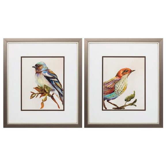 HomeRoots 14" X 16" Metallic Bronze Frame Eco Bird (Set of 2) 365237-Metallic Bronze