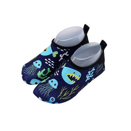 

Daeful Girls Boys Aqua Socks Quick Dry Water Shoes Swim Beach Shoe Summer Lightweight Anti-Slip Surf Barefoot Jellyfish Shark 10.5C/11.5C