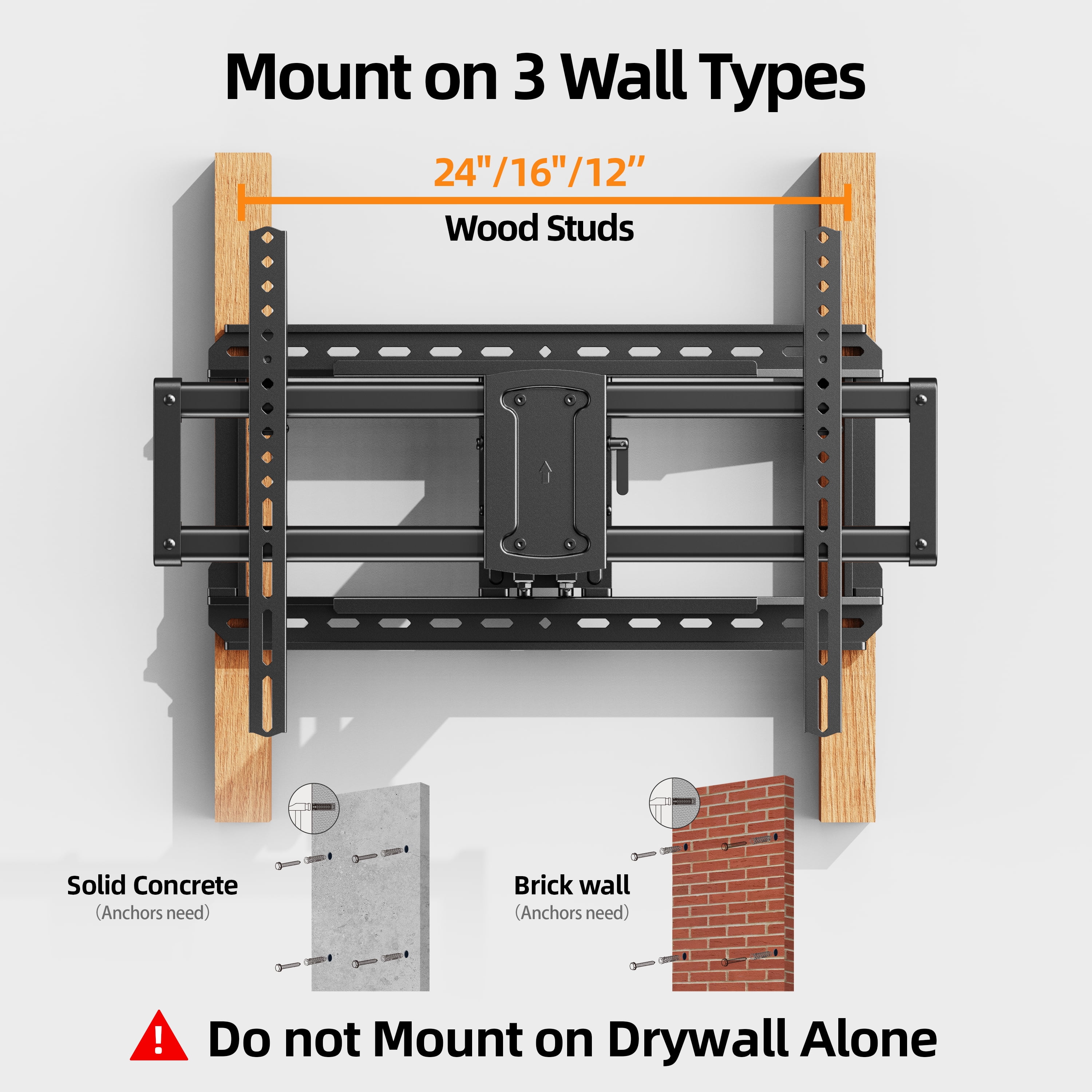 MountLiving Full Motion TV Wall Mount for 37-95" Screens, Pre-Assembled with Swivel & Tilt, Max VESA 600x400mm, 150 lbs Capacity, Fits 24" Wood Studs