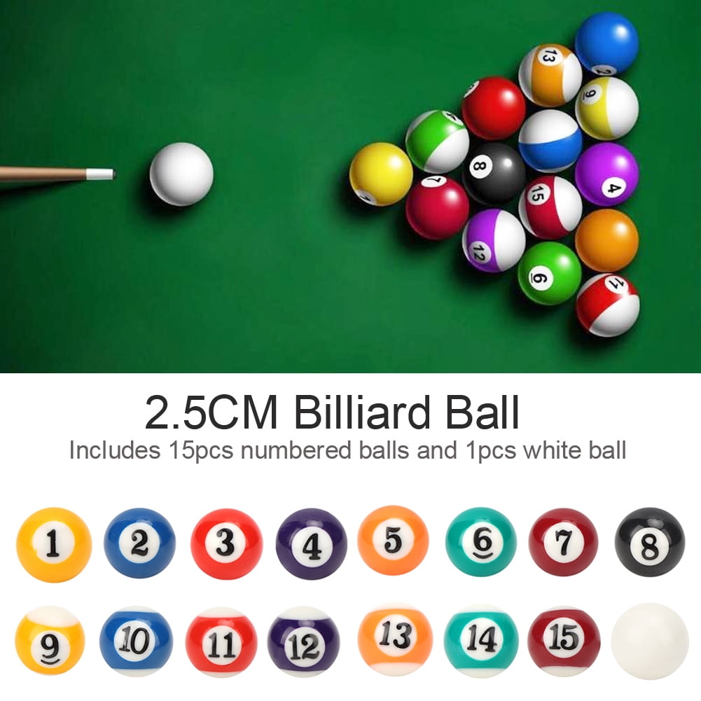Ccdes 2.5CM Billiard Ball,16PCS Eco‑friendly Resin Mini 2.5CM Children