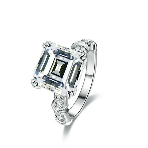 925 Sterling Silver Moissanite Engagement Ring 5 Carat D Color VVS1 Clarity Anniversary Rings Asscher Cut Diamond Rings for Women