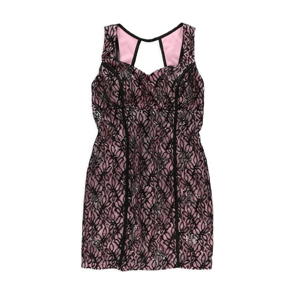 BCX Vestido sin mangas con lentejuelas y encaje para mujer, rosa, 7