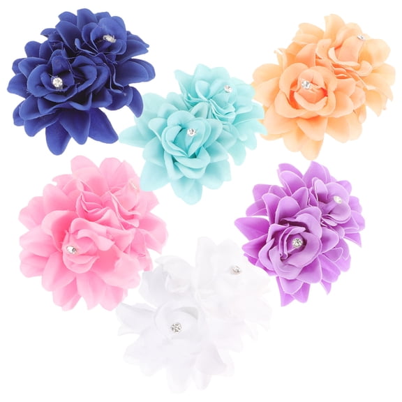 LOLIPPYY 6-Pack Rose Hair Clips with Rhinestone Floral Design, Metal and Fabric Hair Accessories for Women and Girls