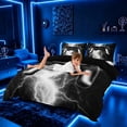 thumbnail image 4 of meiyoeat Neon Lightning Gaming Duvet Cover Set for Boys Girls, Electric Gamer Bedding Full, Black White, Black Reversible 3-Piece, 1 Duvet Cover and 2 Pillowcases, 4 of 7