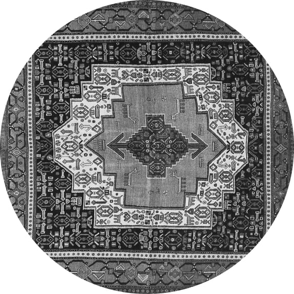 Ahgly Company Indoor Round Persian Gray Traditional Area Rugs, 4' Round