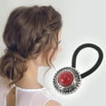 thumbnail image 2 of Unique Bargains Fashionable Button Hair Elastics for Women 1 Pc Red Silver Tone Black, 2 of 5