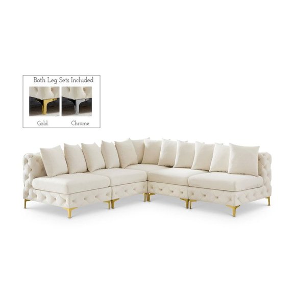 Meridian Furniture Tremblay Cream Velvet Modular Sectional
