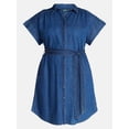 thumbnail image 4 of Terra & Sky Women's Plus Mini Denim Shirt Dress, Sizes 0X-5X, 4 of 4