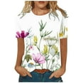 thumbnail image 1 of Womens Short Sleeve Round Neck Printed Loose Tops Blouse T-shirt, 1 of 5