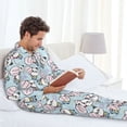 thumbnail image 6 of Naloa Cute Panda Bear Men’s Pajamas Set - Long Sleeve Button Down Sleep Shirt and Pajama Bottoms Sleepwear Set-, 6 of 7
