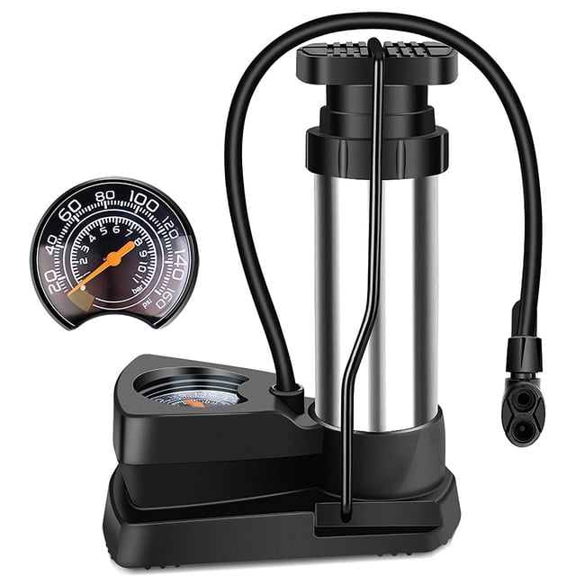 Mini Foot Pump For Trekking Bikes, Rapid Inflation With Accurate Pressure Gauge, Portable And Lightweight Design For All Bicycle Types