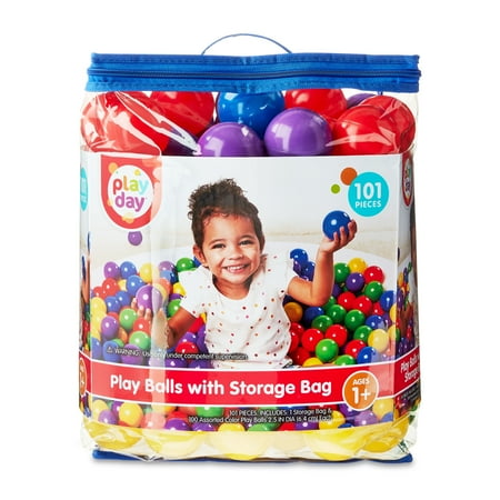 Play Day 100 Multi-Colored Plastic Play Balls 2.5", 1 Years and Up
