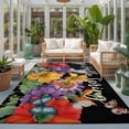 thumbnail image 2 of Area Rugs 5'x7', Spring Flowers Carpet Runner Indoor Outdoor Rugs Home Decor Aesthetic, Watercolor Country Colorful Floral Black Non Slip Mats Washable Accent Rug for Living Room Bedroom, 2 of 8