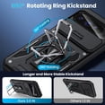 thumbnail image 4 of HZXC-KeDZ Phone Case for Google Pixel 9/9 Pro with Sliding Camera Cover + Screen Explosion-Proof Film (2 Pieces) - Military-Grade Drop-Proof Protective Case with Rotating Bracket, Black, 4 of 4